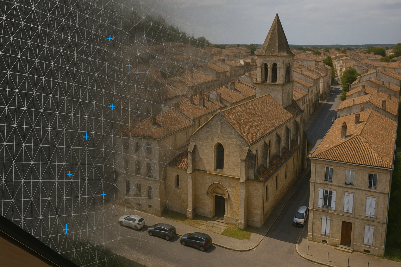 Photomaillage d'un quartier d'une ville en Nouvelle Aquitaine