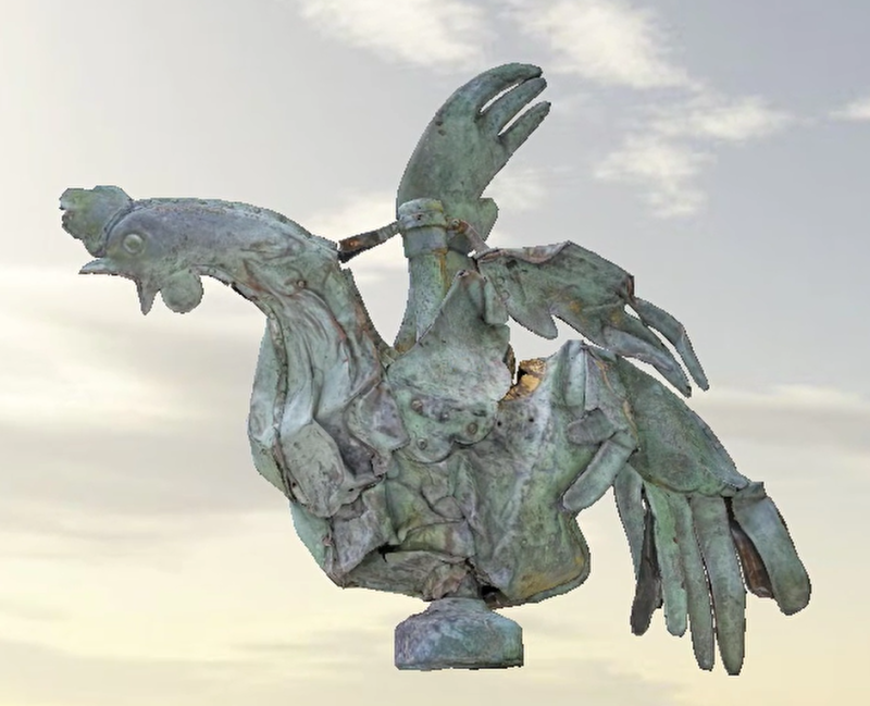 Coq de Notre-Dame de Paris modélisé 3D pour restauration