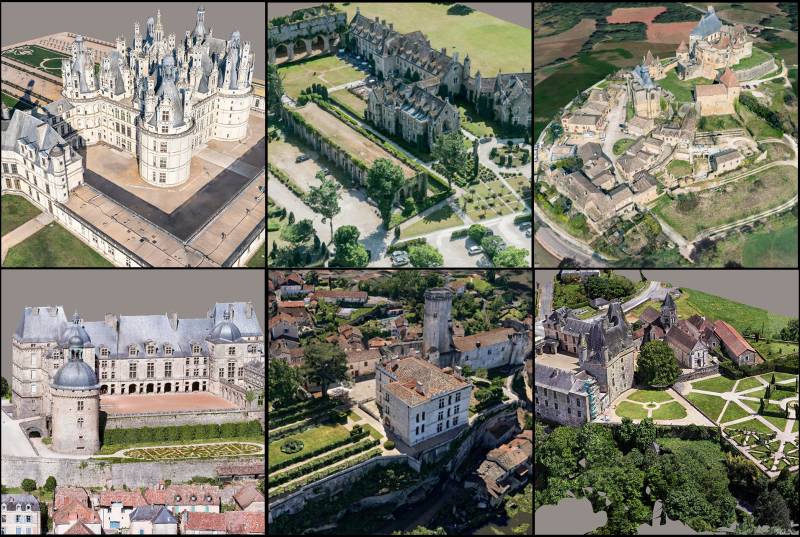 Modélisation 3D des 6 châteaux en France (Chambord, Biron, Bourdeilles, Vaux-de-Cernay, Hautefort, Jumilhac)  pour puzzle 3D